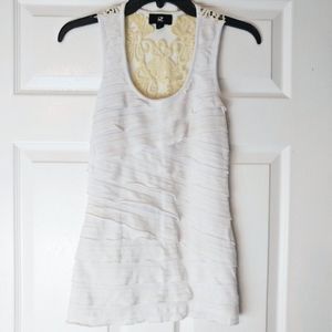 IZ BYER Size XS White Bandage Wrap Lace Tank Top